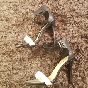 Black and white high heels